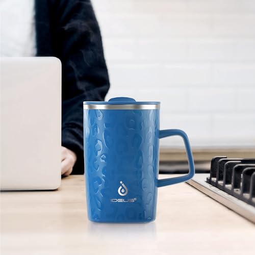 IDEUS® Kaffeebecher 470 ml (16 oz), doppelwandige vakuumisolierte Kaffee- und Teetasse aus Edelstahl mit rutschfestem Griff und… – Ansicht 7