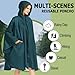 POWINSUN Fashion Hooded Rain Poncho Waterproof Raincoat Jacket with pocket for Women/Men/Adult (Deep blue)