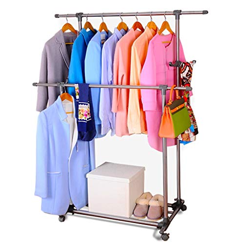 Wäscheständer Für Den Innenbereich, Doppelstab-teleskopische Anhebende Justageboden-Balkon-Aufhänger-Wäscheständer Bewegt, Für Balkon-Schlafzimmer-im Freien Trocknende Kleidungs-Handtuchhalter Cover