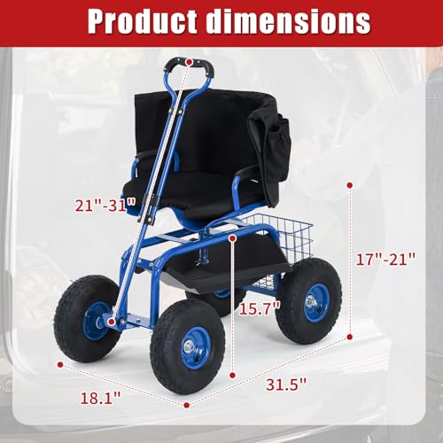 Garden Cart Rolling Garden Seat with Wheels, Heavy Duty Garden Scooter by GarveeLife - Image 2