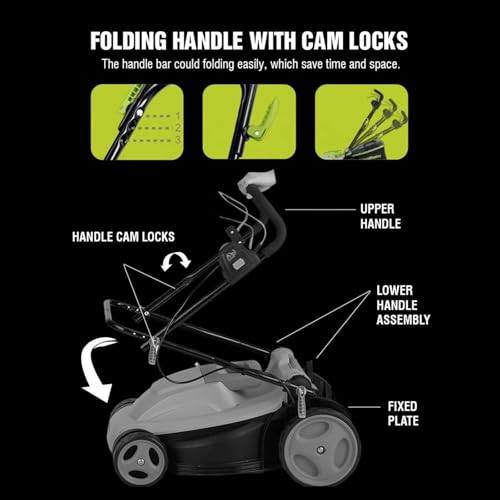 Cortacésped inalámbrico, cortacésped eléctrico de iones de litio de 36 V, cortacésped ligero de 13 pulgadas con bolsa recolectora de 30 litros, 6 ajustes de altura de corte Cortacésped eléctrico - imagen 5