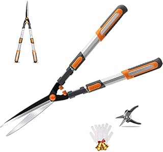 AIRAJ Telescopic Hedge Shears Manual 75-88CM,Free Gloves and Secateurs,Steel Blade SK-5,Ergonomic Handle,Easy to Trim Hedges and Bushes,Professional Garden Shears