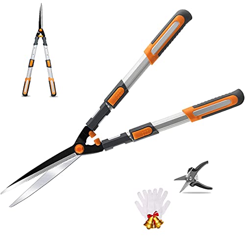AIRAJ Cizallas Para Setos Telescópicas Manuales 75-88CM,Hoja de Acero SK-5,Mango Ergonómico,Longitud Extensible de 3 Partes,Setos y Arbustos Fáciles de Recortar,Cizallas para Setos Profesionales