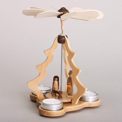 Rudolphs Schatzkiste Table pyramid small Christ birth for 3 tealights pyramid 21,5cm Erzgebirge NEW