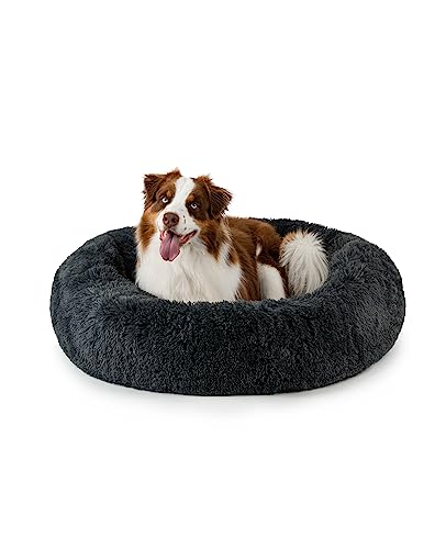 lionto Letto per Cani Rotondo Cuscino Gatti Letto Donut, (3XL) 100 cm Ø Grigio Scuro