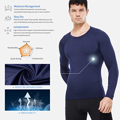 Sillictor Mens Base Layer for Ski Golf Running UPF 50+ Muscle Fit Mens Compression Tops Long Sleeve Sports Gym Tops Men Quick Dry Riding Football Underlayer,Breathable High Wicking Muscle Support - Image 4