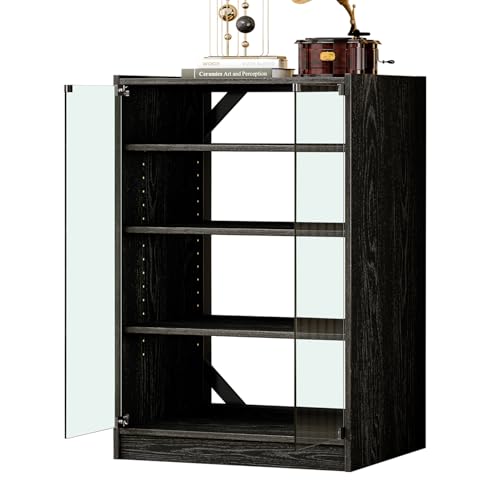 Yyj 603 Modern Audio-Video Media Stand With 4 Height-Adjustable Shelves, Av Cabinet With Glass Doors,Media Storage Cabinet Storage cover