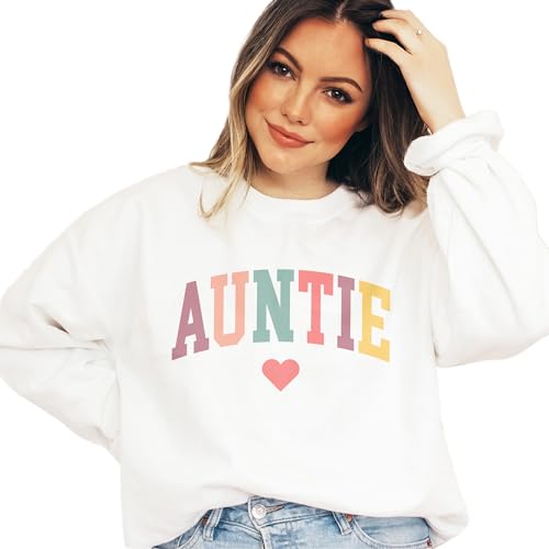 Auntie Heart Sweatshirt, Gift From Niece And Nephew, Gift Ideas For Sister, Pregnancy Reveal Shirt, Trendy Aunt Gifts, Unisex Crewneck Sweatshirt Sand2