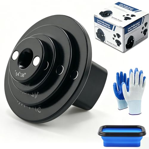 Image of Ultra-Low Profile Impact Socket Adapter Set 4-Piece, Stubby Drive Ratchet Adapter Kit for Tight Spaces, Magnetic Drive Ratchet Adapter, 1 /4 inch to 3 /8 inch, 3 /8 inch to 1 /2 inch, 1 /2 inch to 3 /4 inch, 3 /4 inch to 1 inch (B-2PC)