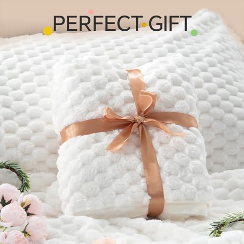 Image of BEDELITE Fluffy Queen Comforter Set - Bright White Fleece Soft Comforter for Queen Size Bed, Luxury Warm Bedding Set for Winter, Fuzzy Bed Set 3 Pieces (1 Comforter, 2 Pillowcases)
