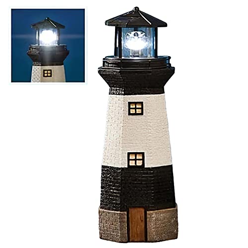 Solar Lighthouse Nautical Statue - LED Resin Lighthouse Decorative Garden Lighthouse ,Coastal Decor Piece for Patio, Porch, Backyard