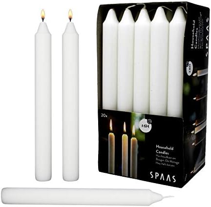 White Dinner Table Candles 7 Inch Tall Dripless Smokeless Unscented for Candlesticks 6 Hour Long Burning Candle Decorate Your Table Wedding and Christmas - Household Candle Stick 20 Pack