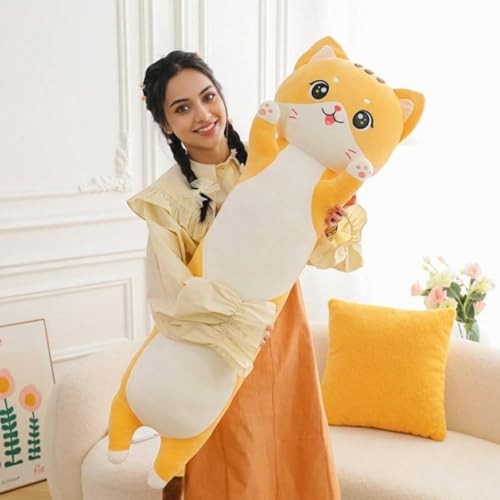 Image of Charming Long Cat Plush Cushion Soft Toy Pillow for Kids Adults Home Decoration