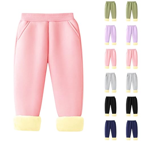 Kids Sherpa Lined Casual Joggers Sweatpants Winter Warm Elastic Waist Athletic Pants with Pockets for Girls Boys 3-15 Years2