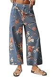 loveimgs Damen-Jeans mit mittelhoher Taille, bauchfrei, weites Bein, Baggy-Blumenmuster,...