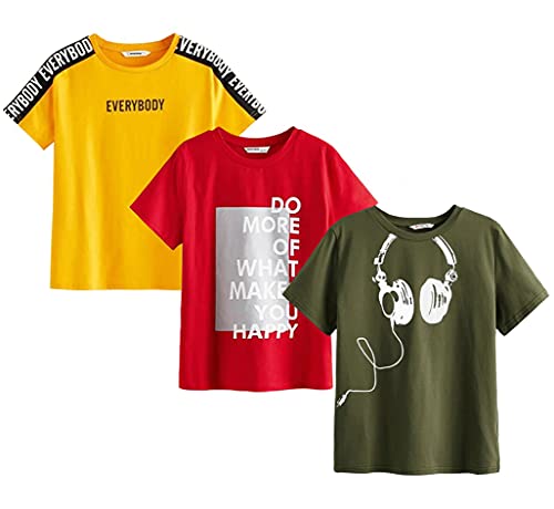Image of Dagcros Boy's Half Sleeve Round Neck Cotton Classic Fit T-Shirts, Pack Of 3 Bd-3+8+11