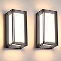wowlite Modern Outdoor Wall Lights 2 Pack, LED Outdoor Wall Sconce 3 Colors Changeable, Matte Black Exterior Lighting Fixtures, IP65 Waterproof Outside Lights for House Porch Front Door