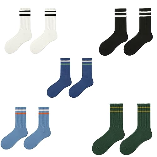 Women Men Cotton Crew Socks Breathable Anke Socks Stiped Dress Socks Casual High Ankle Socks for Business,Casual2