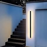 Material de alta calidad: la lámpara de pared larga está hecha de materiales de alta calidad. La base es de aluminio y la pantalla es de acrílico. La iluminación de pared LED suave y cálida es adecuada para paredes interiores y exteriores, la mejor iluminación decorativa
