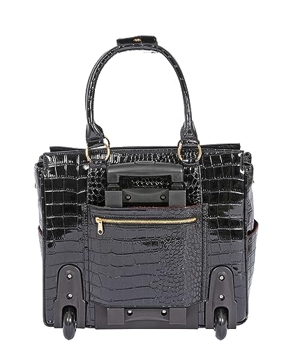 Image of JKM & Company Rolling Laptop Bag for Women | Designer Wheeled Briefcase | Fits 13-17 inch Laptops | Office Travel Computer Case