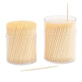 Palillos de dientes de madera de bambú redondos, Palillos para Aperitivos, palillos para frutas, palillo de madera, Diseño Redondos de Doble Punta, Longitud 6.5 cm, Pack 1000 uds