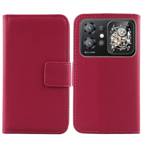 Cheshaoping Veritable Cuir Etui pour HOTWAV X100 Mecha 6.75" Housse Coque Premium Case Cover Flip Cas Couverture Protecteur Leather Wallet (Rose)