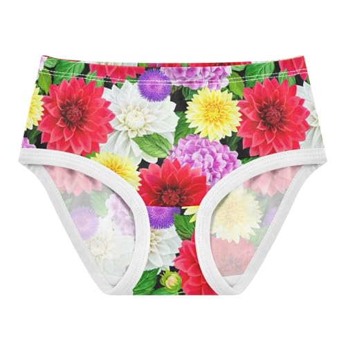 Joisal Cotton Toddlers Underwear Floral Realistic Flowers Red Yellow Purple Panties for Girl Cartoon Briefs Girls Undies 2t