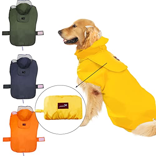Acapeting Dog Raincoat Waterproof Dog Rain Jacket With Clear Hooded Pet Raincoat For Large Dog And Puppy（Yellow M） #TOP5