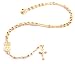 Two Year Warranty Gold Overlay Rosary Jesus On The Cross Pendant & Open Arms Charm 18 Inch Necklace(T-75)