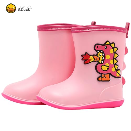 B.Duck Kids Rubber Rain Boots Toddler Shoes Cute Cartoon Dinosaur Waterproof Boots for Boys Girls2