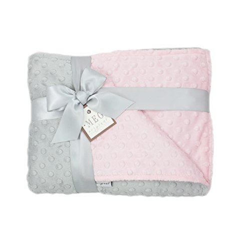 MEG 16773 Babydecke für Kinderbett, Rosa/Grau mit Minky Dot Cover