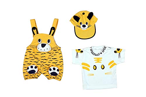 Image of Baby Boy's And Baby Girl's Dungaree Set /Romper Set with T-Shirt And Cap