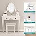 Mecor Vanity Table Oval Mirror,Makeup Vanity Set Cushioned Stool Wood Dressing Table...