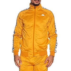 Kappa Heren 222 Banda Anniston Vintage 80s Sport Track Top, Geel Oker/Wit, L