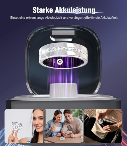 Image of 10 Gen Diamond Smart Ring and Wireless Charging Case【Industry Ranking No.1 - 0 Measurement Error】 2026 Smart Ring for Women & Men for Sleep Tracking Wearable Device,Fitness Ring【Slive 9#】