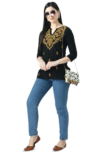 Image of QAZMI Women's Cotton Straight Embroidered Kurti