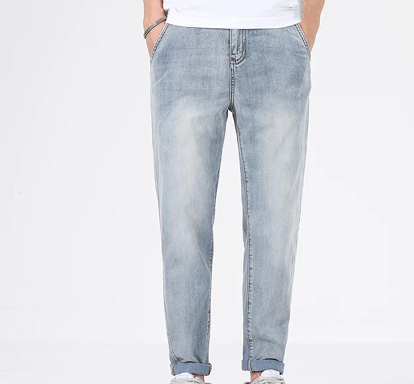 Men’S Slim Fit Stretch Jeans Mid Waist Straight Leg Denim Pants Casual Zipper Fly Lightweight Jeans3
