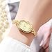 NEWITIN 3 Pieces Women Gold Watch Bracelets Set Fashion Costume Jewelry Stainless Steel Gold Plated Oval Wristwatch Diamond Bangle Bracelet Watch Jewelry Set for Women