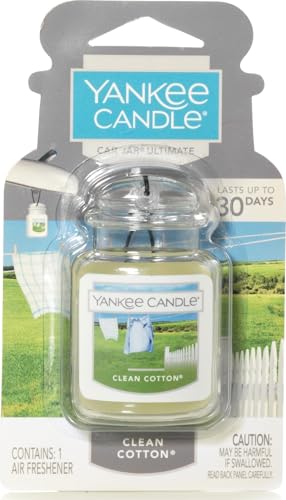 Yankee Candle Car Jar Ultimate D&eacute;sodorisant Parfum&eacute; pour Voiture | Coton Frais | Jusqu&rsquo;&agrave; 4 semaines de fra&icirc;cheur
