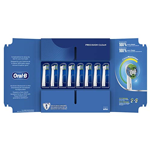 Oral-B Precision Clean Aufsteckbürsten für elektrische Zahnbürste, 8 Stück, mit CleanMaximiser-Borsten für optimale Zahnpflege, Zahnbürstenaufsatz, briefkastenfähige Verpackung