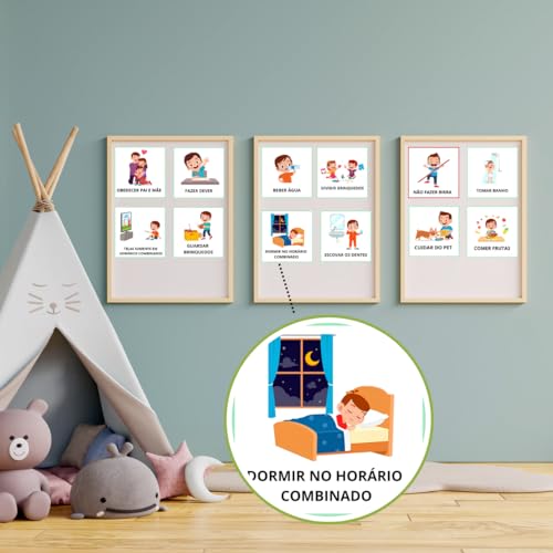Kit 18 Plaquinhas Adesivos Educativos Regras Combinados Infantil 9x9 Cm