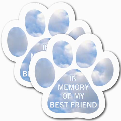 Image of in Memory of My Best Friend Pawprint Car Magnet 5 in 2 Pack, Dog Lover Gift | Heavy duty magnetic decal for car, truck, SUV or fridge, full color UV printed