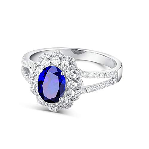 Ficha técnica Daesar Anillo de Mujer de Oro Blanco 18 K Flor con Oval Zafiro Azul Blanco 1.04ct Talla 18.5 - Fernando Cortés