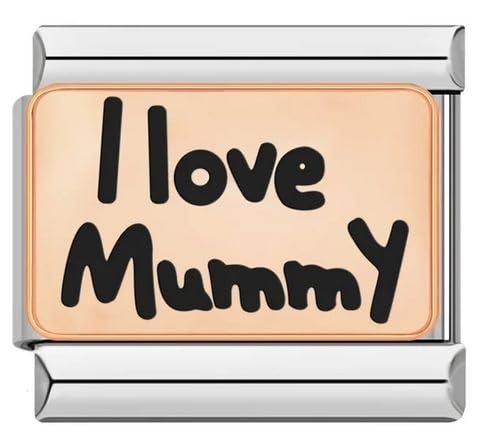 I love Mummy Black Daughter Son Gift Rose Gold Silver 9mm Italian Charm Compatible With 9mm Bracelet