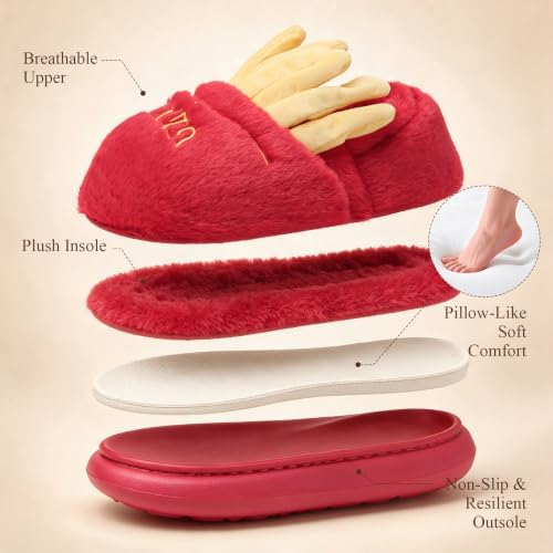 Hamburger Slippers for Women Men Closed Back Cute Fun House Winter Shoes — 사진 5