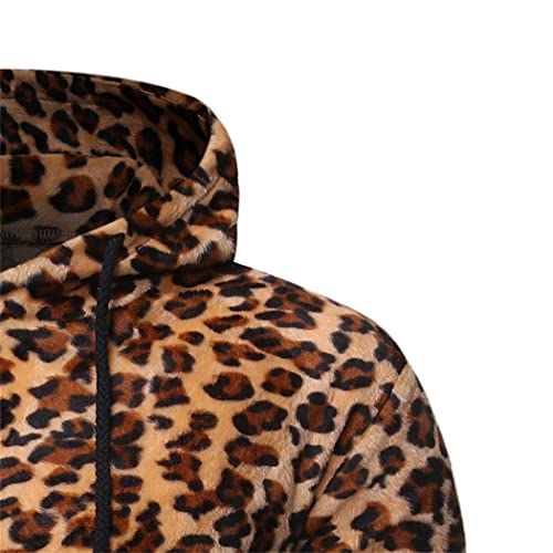 Eafana Men's Nightclub Flannel Hoodie Sweatshirt Leopard Tiger Zebra Novelty Floral 3D Printed Party Pullover Tops Em094-Leopard-Xl #TOP3