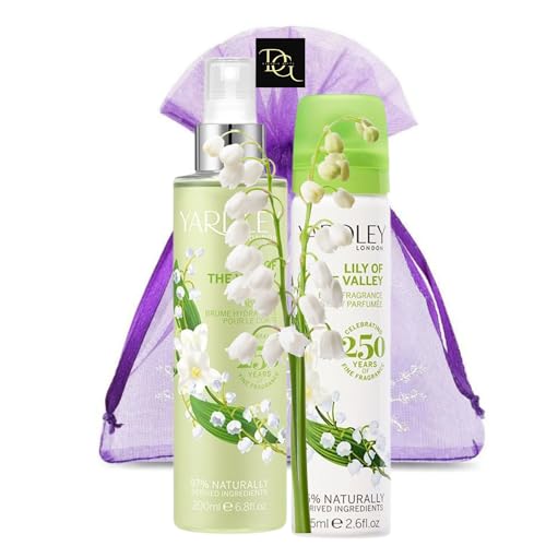 Lily of the Valley Scent Bundle With Moisturising Fragrance Body Mist 200ml and Deodorant Body Spray 75ml with Deluxio Gifts Gift Bag