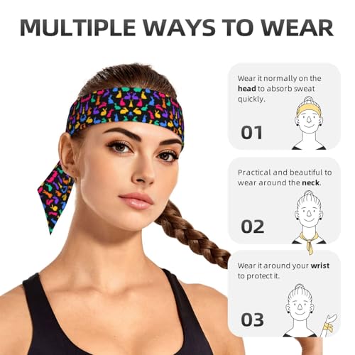 Men Women Sports Sweatbands, Multi Style Long Head Ribbon for Yoga Travel Shower, Lovely Headdress Head Decor 6
