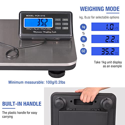 Surmountway Shipping Scale 660Lbs Lcd Digital Platform Heavy Duty Portable Stainless Platform For Postal Shipping Scale Industrial Floor Scale W/ 14"X 12" #TOP2