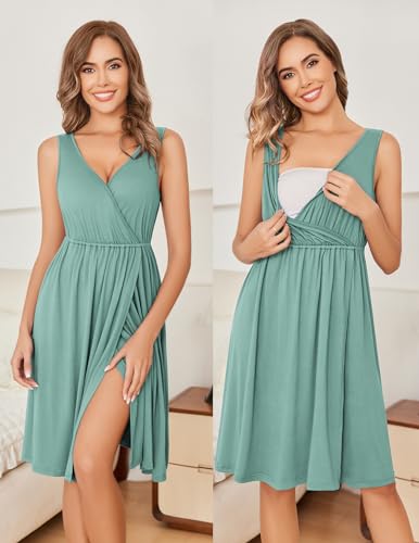 Image of Ekouaer Maternity Nursing Gown and Robe Set Labor Delivery Nursing Nightgowns for Breastfeeding Pregnancy Clothes